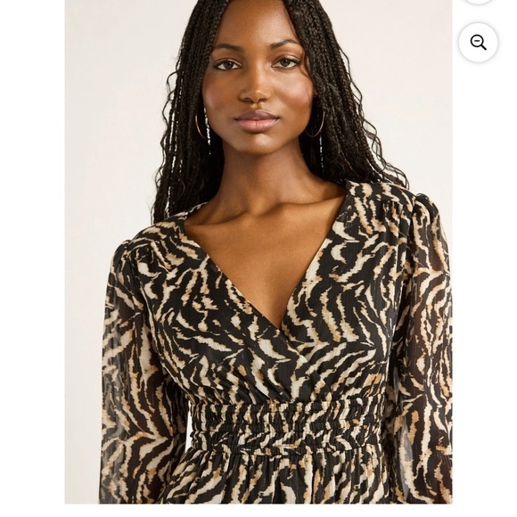 Sofia Vergara Women's Empire Maxi Dress with Long Sleeves, Mid Calf Size L - Picture 2 of 4